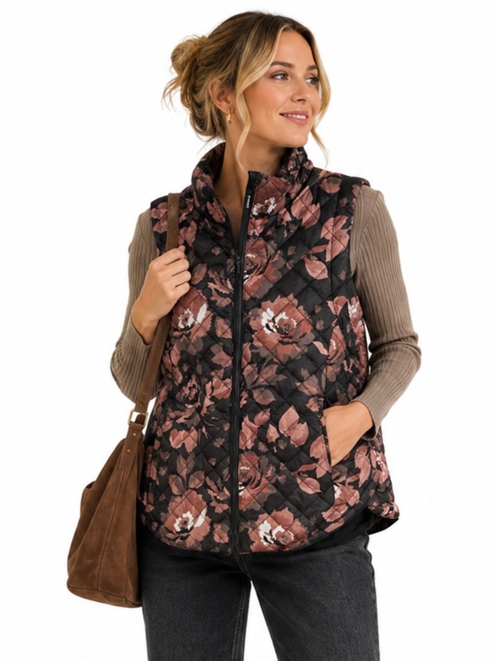 Kyodan Outdoor Floral Quilted Vest Small Fall Floral Activewear Athleisure